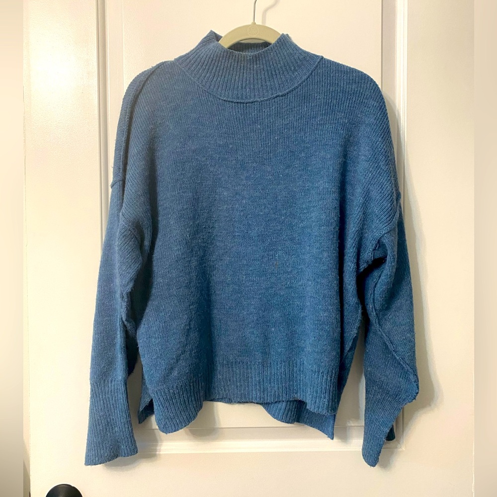 Blue mock neck sweater